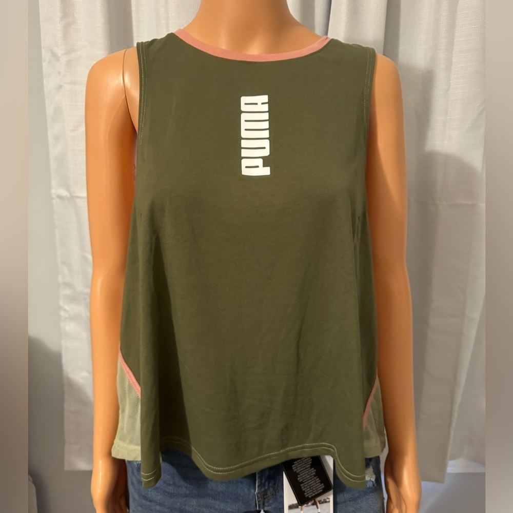 Great Puma size 2X olive green mesh back sleeveless moisture wicking shirt new